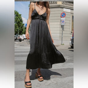 ZARA SATIN SLIP DRESS BLACK SZ L